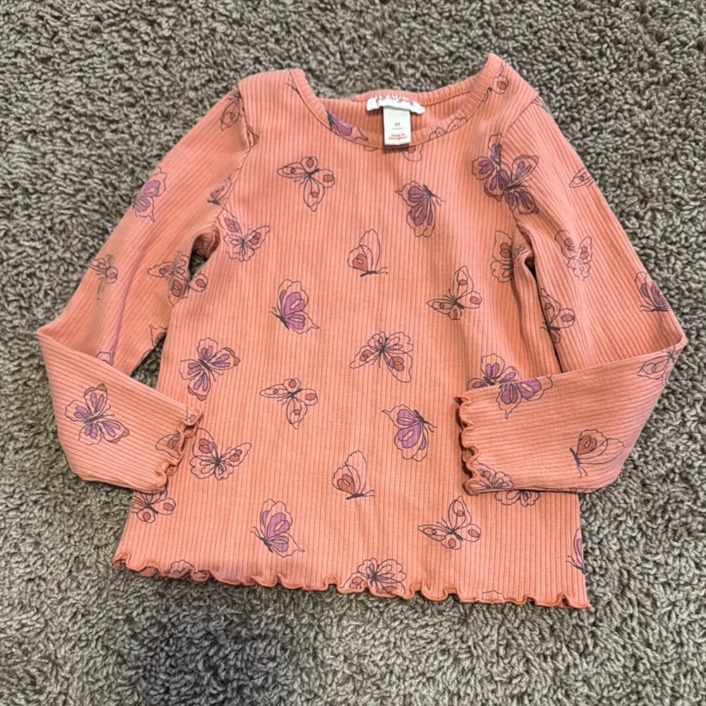 Cat & Jack Pink and Purple Floral Long Sleeve Tee